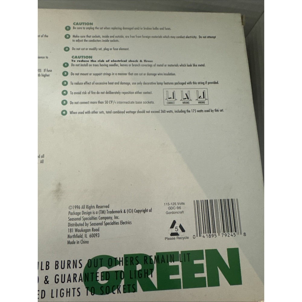 Seasonal Specialties 25 Green CERAMIC OUTDOOR Christmas Light Sets 1996 (2) - Picture 6 of 11